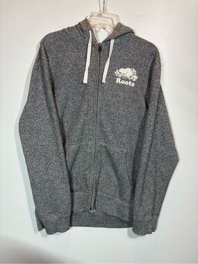 Roots Charcoal Zip Hoodie with White Logo